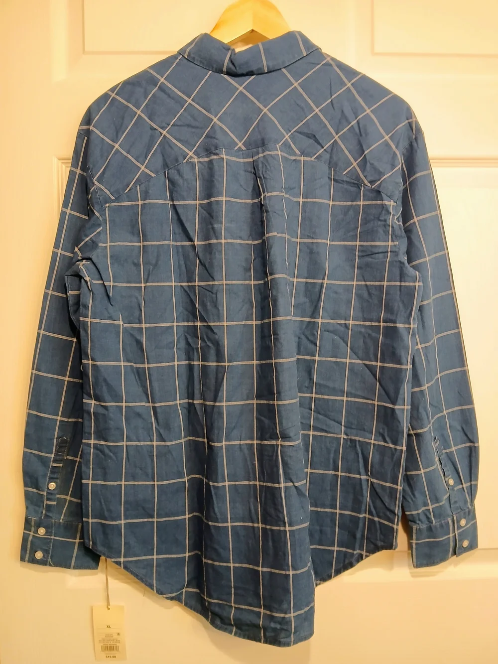 NWT A New Day Women's Long Sleeve Grid Plaid Button Down Shirt - Blue XL